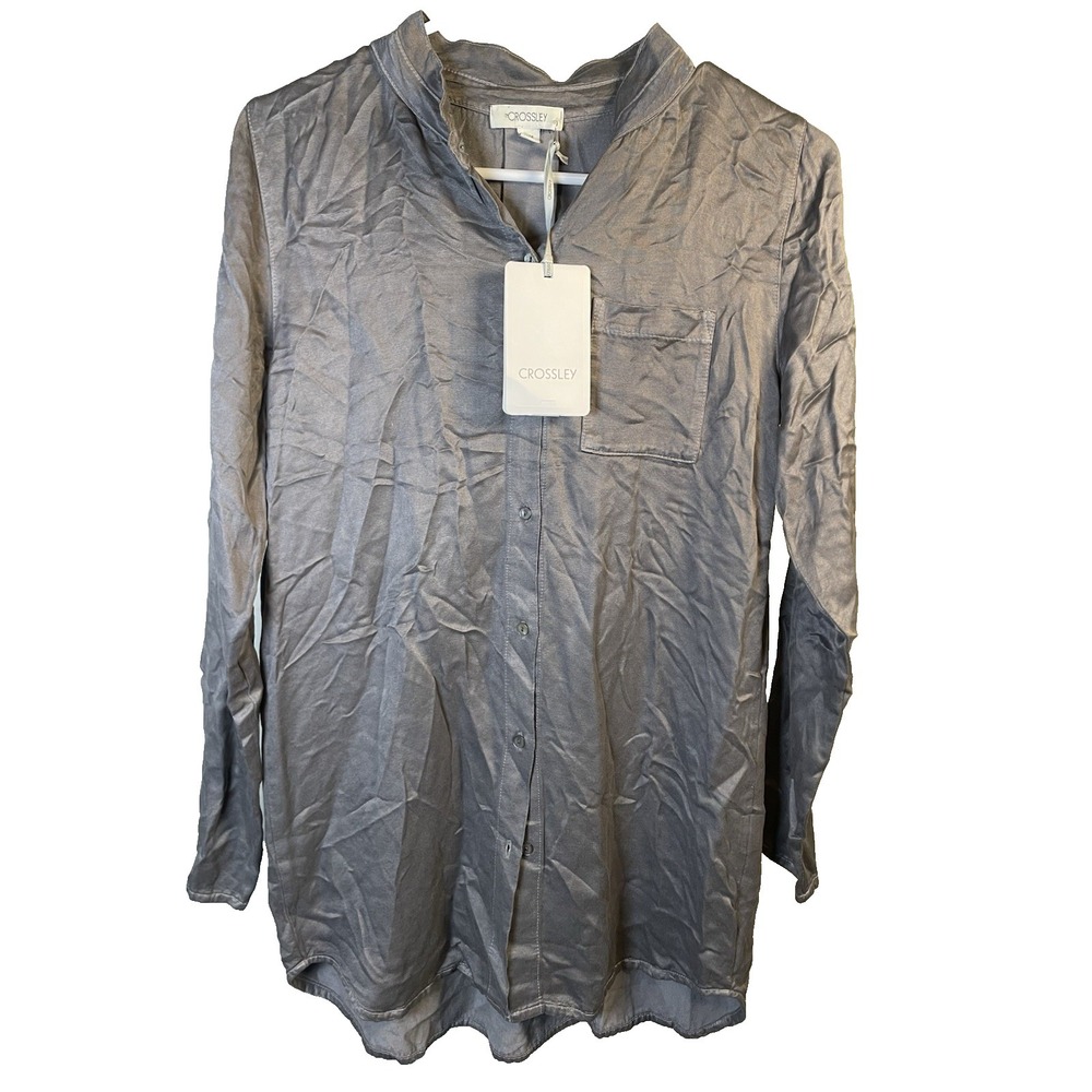 Crossley Made in Italy Men's XS Button Up Long Sleeve Shirt Gray Business Casual